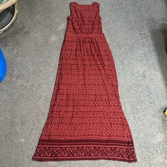 Garnet Hill Crossover Knit Keyhole Jersey Sleeveless Maxi Dress Red Orange XS - Picture 4 of 8